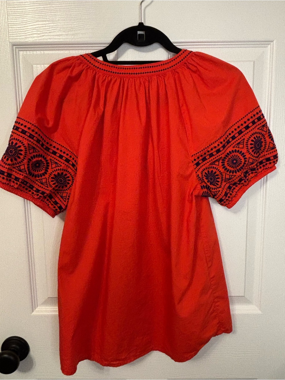 St. John’s Bay 100% Cotton Embroidered Peasant Blouse Orange Medium - Picture 4 of 16